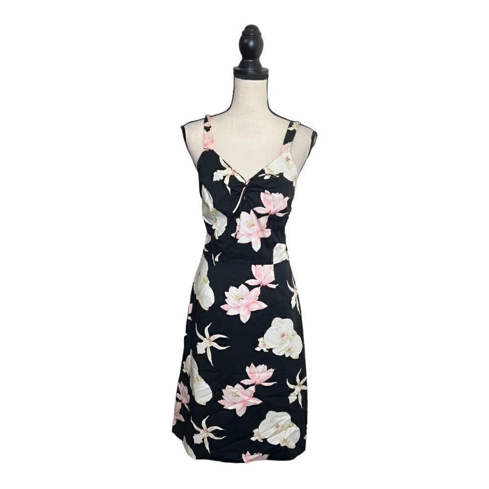 KAREN KANE Black Flower Print Sleeveless Dress. Size 6